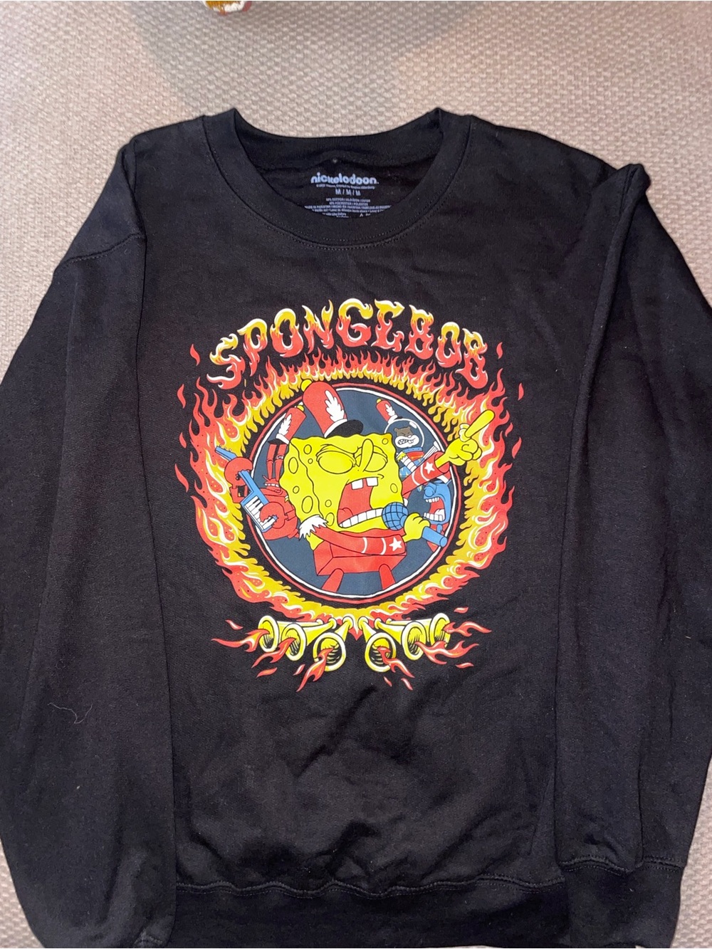 Nickelodeon Black SpongeBob Flame Bubble Bowl Sweatshirt